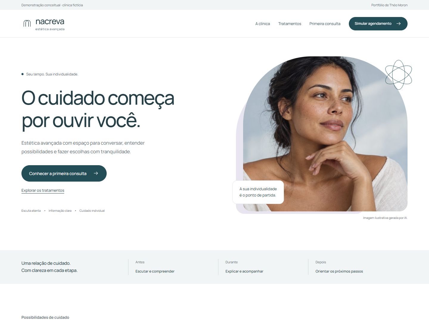 Interface real da Nacreva, com fotografia ilustrativa, conteúdo claro e navegação organizada.